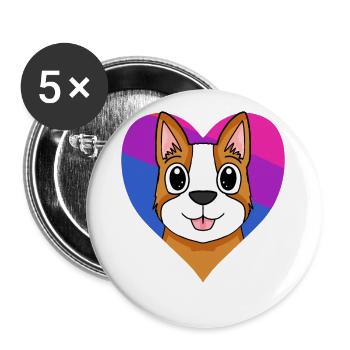 Bisexuel welsh Corgi Pembroke Dog Gift - Lot de 5 grands badges (56 mm) - blanc - Devant