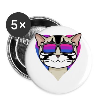 Cadeau bisexuel american shorthair cat - Lot de 5 grands badges (56 mm) - blanc - Devant