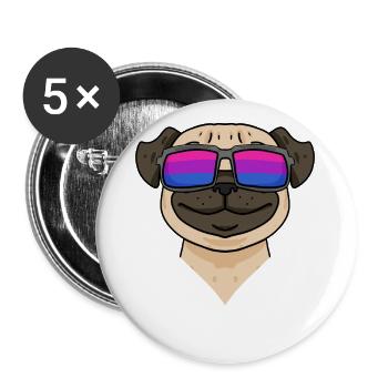 Bisexuell Mops Hund Geschenk - Buttons groß 56 mm (5er Pack) - Weiß - Vorne