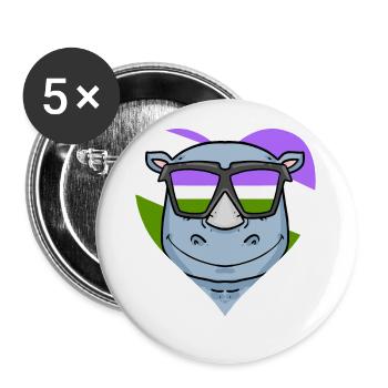 Rhinocéros Genderqueer - Lot de 5 grands badges (56 mm) - blanc - Devant