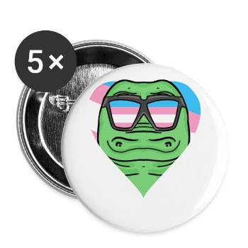 Transgender Transsexuell Krokodil Geschenk - Buttons groß 56 mm (5er Pack) - Weiß - Vorne
