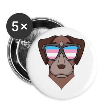 Transgender Transsexuell Pointer Hund Geschenk - Buttons groß 56 mm (5er Pack) - Weiß - Vorne