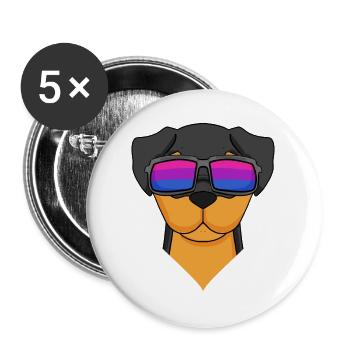 Bisexual Rottweiler Dog Gift - Buttons large 2.2''/56 mm (5-pack) - white - Front