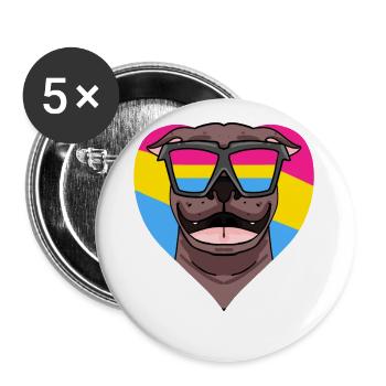 Pansexual Pit Bull Terrier Dog Cadeau - Lot de 5 grands badges (56 mm) - blanc - Devant