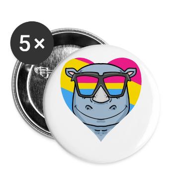 Pansexual Rhino Gift - Buttons large 2.2''/56 mm (5-pack) - white - Front