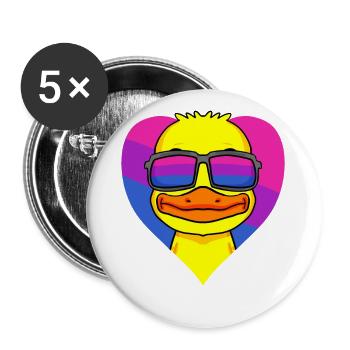 Bisexuell Ente Bisexualität Herz Geschenk - Buttons groß 56 mm (5er Pack) - Weiß - Vorne