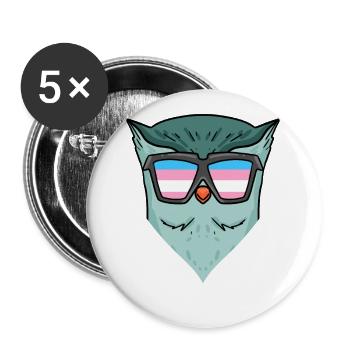 Transgender Transsexuell Eule Geschenk - Buttons groß 56 mm (5er Pack) - Weiß - Vorne