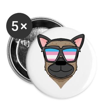 Transgender Transsexuell Deutscher Schäferhund - Buttons groß 56 mm (5er Pack) - Weiß - Vorne