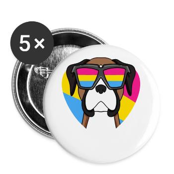 Pansexuell Deutscher Boxer Hund Geschenk - Buttons groß 56 mm (5er Pack) - Weiß - Vorne