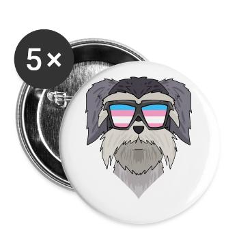 Transgender Transsexual Schnauzer Dog Gift - Buttons large 2.2''/56 mm (5-pack) - white - Front