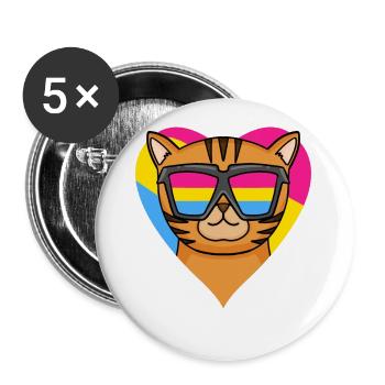 Pansexuell Bengalkatze Katze Geschenk - Buttons groß 56 mm (5er Pack) - Weiß - Vorne