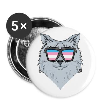 Transgender Transsexuell Sibirische Katze - Buttons groß 56 mm (5er Pack) - Weiß - Vorne