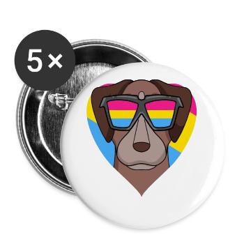 Pansexuell Pointer Hund Geschenk - Buttons groß 56 mm (5er Pack) - Weiß - Vorne