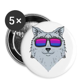 Bisexuell Sibirische Katze Katze Geschenk - Buttons groß 56 mm (5er Pack) - Weiß - Vorne