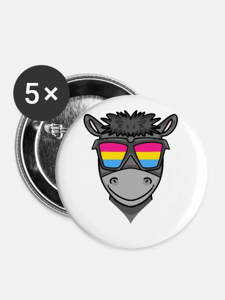 Esel - Buttons groß 56 mm (5er Pack) - Weiß