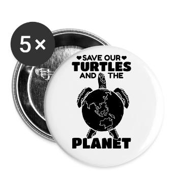 Save our turtles and the environment sweetness - Buttons large 2.2''/56 mm (5-pack) - white - Front