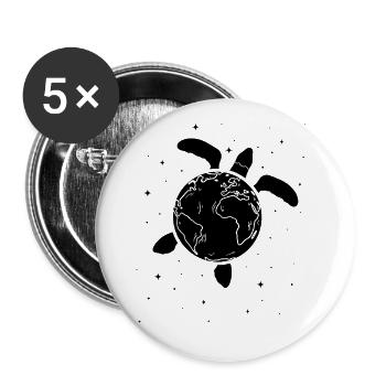 Turtle Earth Meeresschildkröte Planet - Tag der - Buttons groß 56 mm (5er Pack) - Weiß - Vorne