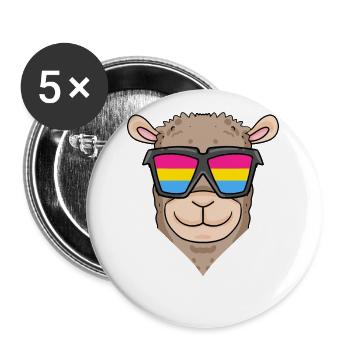 Pansexual Alpaca - Alpaca with glasses - Buttons large 2.2''/56 mm (5-pack) - white - Front