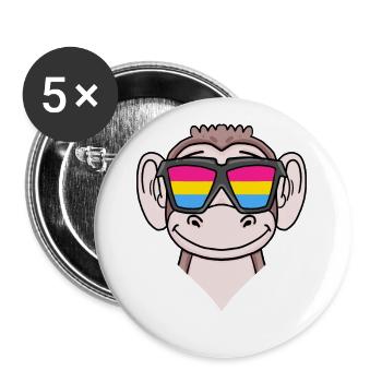 Pansexuell Affe Geschenk - Buttons groß 56 mm (5er Pack) - Weiß - Vorne