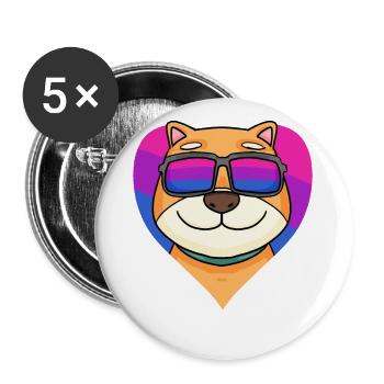 Cadeau bisexuel Shiba Inu Dog - Lot de 5 grands badges (56 mm) - blanc - Devant