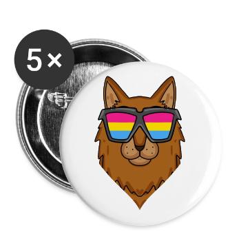 Chat somalien pansexuel - Chat avec lunettes - Lot de 5 grands badges (56 mm) - blanc - Devant
