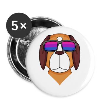 Cadeau de chien bisexuel Saint-Bernard - Lot de 5 grands badges (56 mm) - blanc - Devant