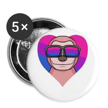 Bisexuell Faultier Geschenk - Buttons groß 56 mm (5er Pack) - Weiß - Vorne