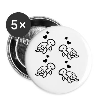 Tortues avec cœur Tortues de mer - Lot de 5 grands badges (56 mm) - blanc - Devant