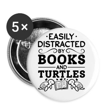 Tortue mignonne - lumière des livres et - Lot de 5 grands badges (56 mm) - blanc - Devant