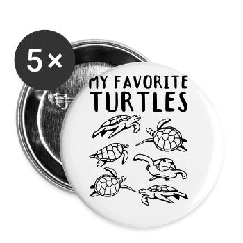 Mes tortues préférées Tortues de mer - Lot de 5 grands badges (56 mm) - blanc - Devant