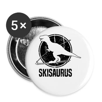 Skisaurus Ski Dino Ski Dinosaure Ski - Lot de 5 grands badges (56 mm) - blanc - Devant