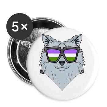 Genderqueer Chat Lgbt Chat Sibérien - Lot de 5 grands badges (56 mm) - blanc - Devant