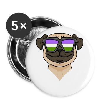 Genderqueer Chien Lgbt Carlin - Lot de 5 grands badges (56 mm) - blanc - Devant