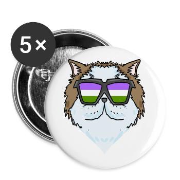 Genderqueer Chat Lgbt Chat Persan - Lot de 5 grands badges (56 mm) - blanc - Devant