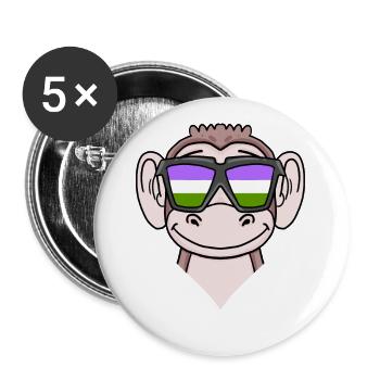 Singe Genderqueer - Lot de 5 grands badges (56 mm) - blanc - Devant
