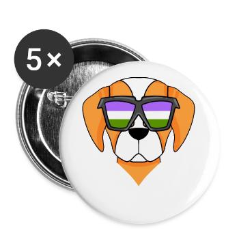 Genderqueer Chien Lgbt Epagneul Breton - Lot de 5 grands badges (56 mm) - blanc - Devant