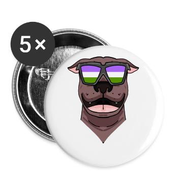 Genderqueer Chien Lgbt American Pit Bull Terrier - Lot de 5 grands badges (56 mm) - blanc - Devant