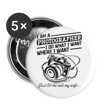 Photographie d’appareil photo Je suis un photographe drôle - Lot de 5 grands badges (56 mm) - blanc - Devant