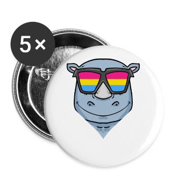 Pansexuell Nashorn - Nashorn mit Brille - Buttons groß 56 mm (5er Pack) - Weiß - Vorne