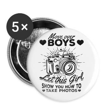 Photographers let yourself be inspired by this girl - Buttons large 2.2''/56 mm (5-pack) - white - Front