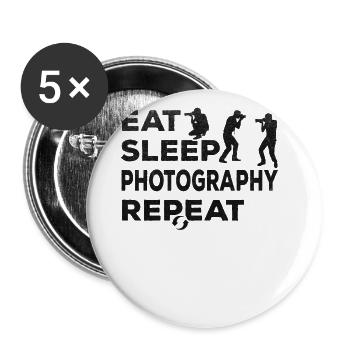 Camera Photographer Food Sleep Photography Lovers - Buttons large 2.2''/56 mm (5-pack) - white - Front