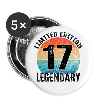 Happy Birthday - 17th birthday - Buttons large 2.2''/56 mm (5-pack) - white - Front