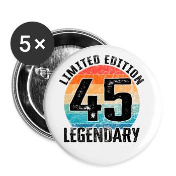 Joyeux anniversaire - 45e anniversaire - Lot de 5 grands badges (56 mm) - blanc - Devant