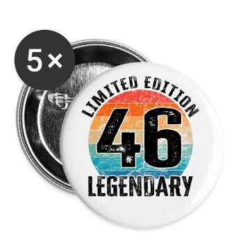 Happy Birthday - 46. Geburtstag - Buttons groß 56 mm (5er Pack) - Weiß - Vorne