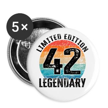 Happy Birthday - 42nd birthday - Buttons large 2.2''/56 mm (5-pack) - white - Front