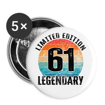 Happy Birthday - 61st birthday - Buttons large 2.2''/56 mm (5-pack) - white - Front