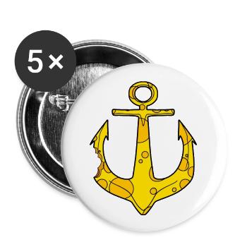 Cheese anchor funny captain - Buttons large 2.2''/56 mm (5-pack) - white - Front