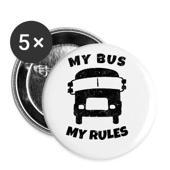 School bus driver My bus My rules - Buttons large 2.2''/56 mm (5-pack) - white - Front