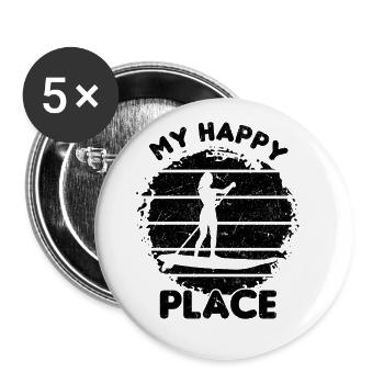 SUP Girl My Happy Place Water Sports Stand Up - Buttons large 2.2''/56 mm (5-pack) - white - Front