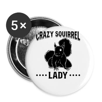 Squirrel Lover Squirrel - Crazy - Buttons large 2.2''/56 mm (5-pack) - white - Front